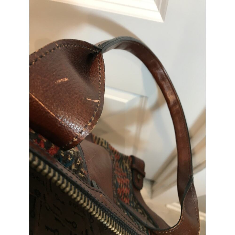 Fossil Vintage Reissue Satchel in Leather and Plaid Tweed Panels - Picture 11 of 11